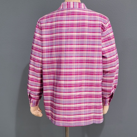 Silk Lore silk plaid blouse L - Picture 2 of 8